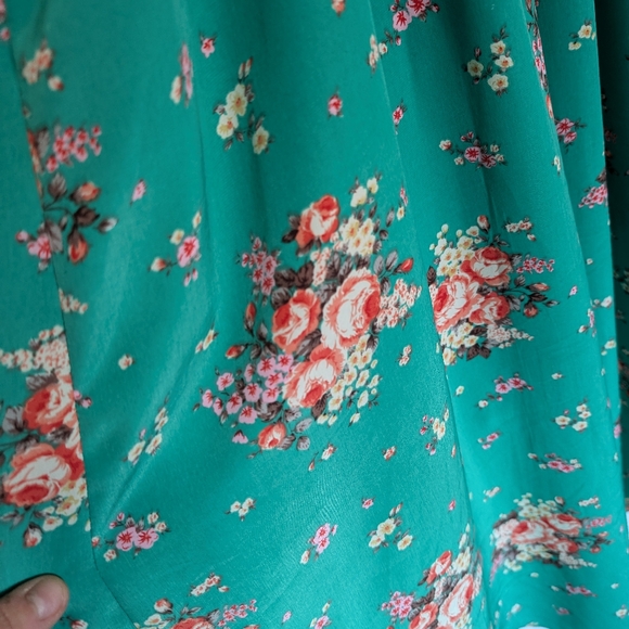 Pink Martini - Turquoise Floral Dress  - Size Med - Hi-Lo - Wedding Guest - Picture 4 of 4